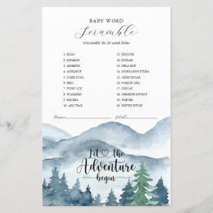 Papier L'aventure commence Forêt Baby shower Jeu