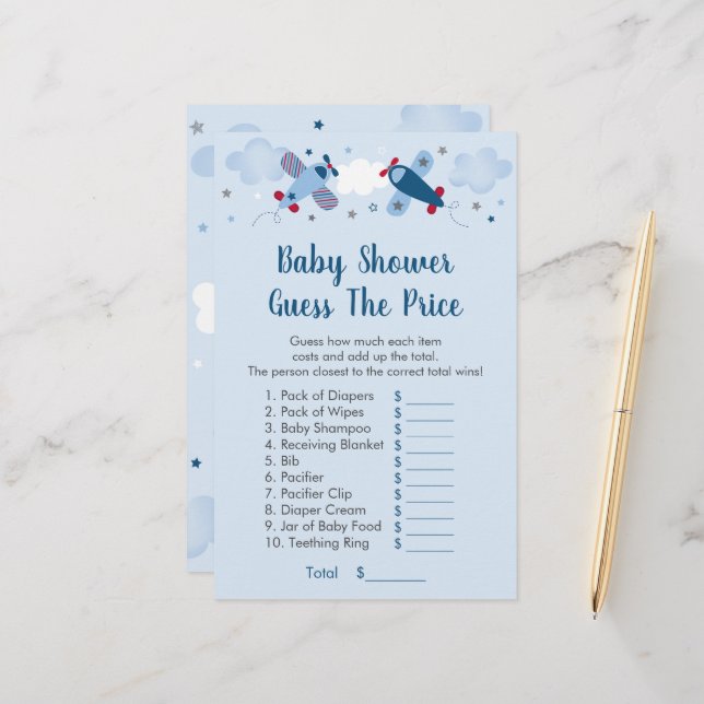 Papier L'Avion Stars Devinez Le Jeu Baby shower Prix (Devant/Arrière en situation)