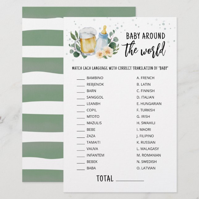 Papier Le Bébé Brasse Bébé Dans Le Monde Jeu (Devant / Derrière)