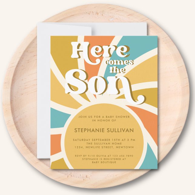 Papier Le Budget Ici Le Fils Baby shower Invitation (Créateur téléchargé)