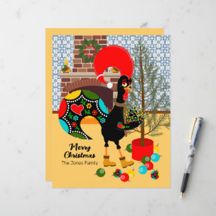 Papier Le coq portugais et les lumières de Noël