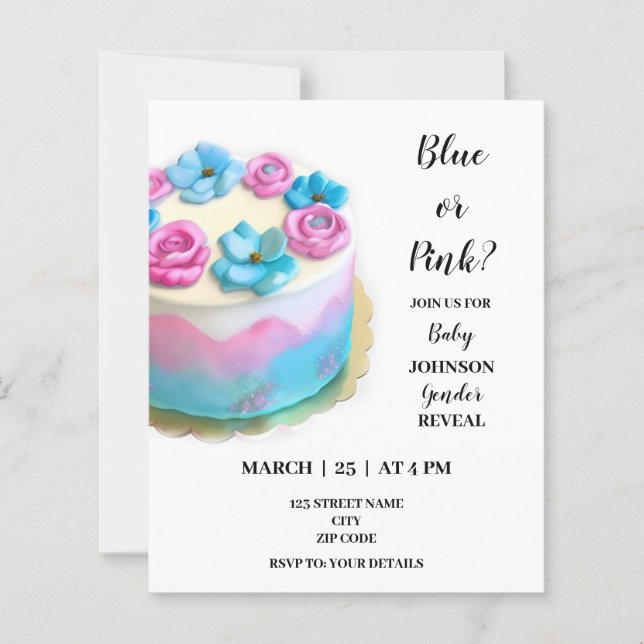 Papier Le genre de gâteau révéler l'invitation (Devant)