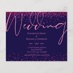 Papier Le mariage bleu rose chaud de la marine invite