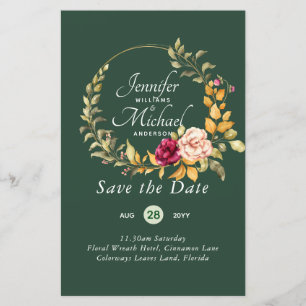 Papier Le moins cher Économisez les dates Floral Wreath B
