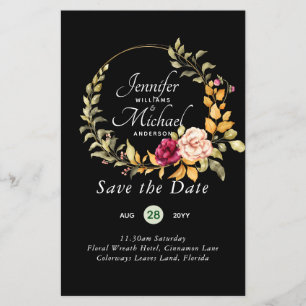 Papier Le moins cher Économisez les dates Floral Wreath B