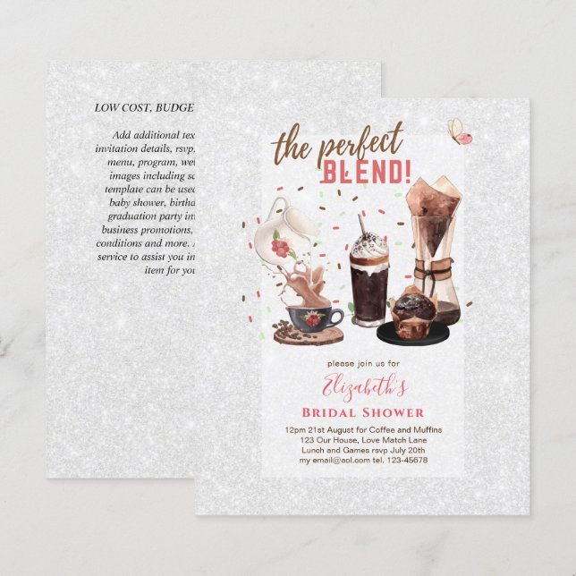 Papier Le parfait mélange BRIDAL DOUCHE Invitations CAFÉ (Devant / Derrière)