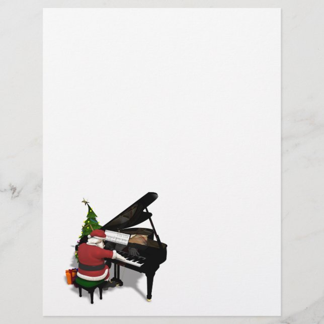 Papier Le Père Noël Jouer Piano (Devant)