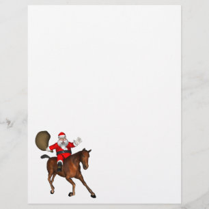 Papier Le Père Noël Monte Un Cheval Brown