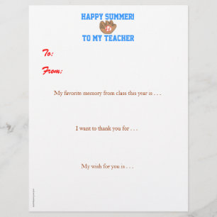 Papier Le professeur personnalisé par fin d'année vous
