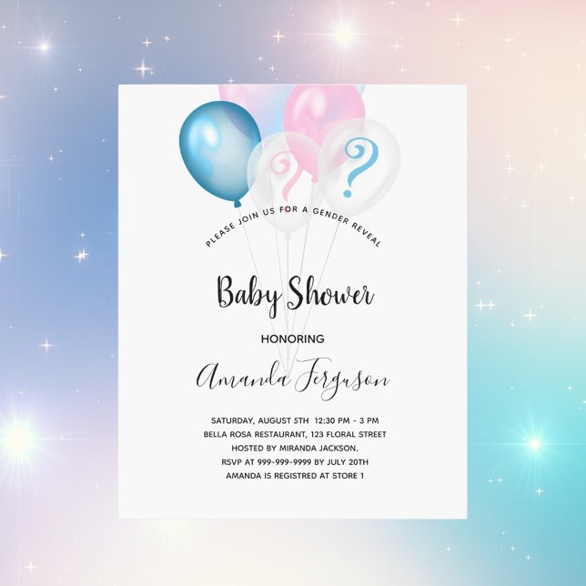 Papier Le sexe du budget révèle l'invitation du baby show (Créateur téléchargé)