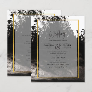 Papier LeahG Black Gold INK Mariage Abstrait Invitation
