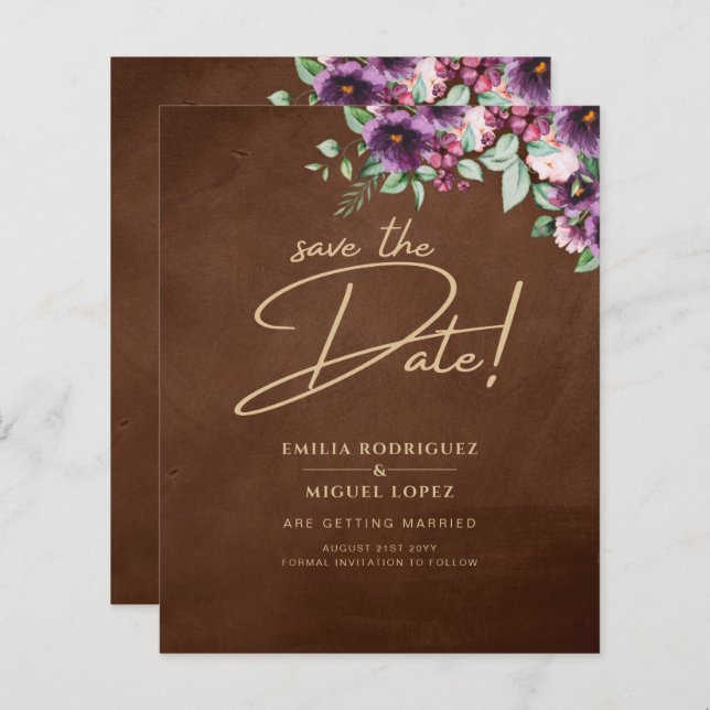 Papier LeahG Brown Berry Plum violet Mariage automne hive (Devant / Derrière)