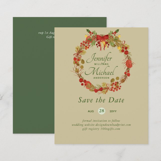 Papier LeahG BUDGET Économisez Dates Red Rustic Festive W (Devant / Derrière)