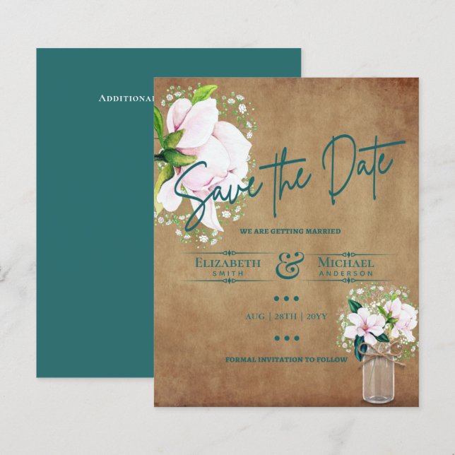 Papier LeahG BUDGET Économisez La Date Rustique Magnolias (Devant / Derrière)