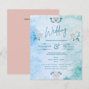 Papier LeahG BUDGET Mariage Inviter Folk Art Peach Turquo