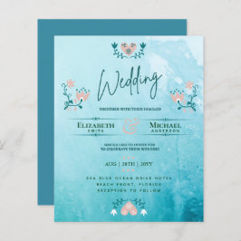 Papier LeahG BUDGET Mariage Inviter Folk Art Turquoise ro