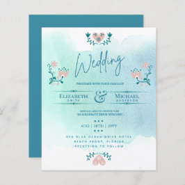 Papier LeahG BUDGET Mariage Inviter Folk Art Turquoise ro
