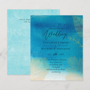 Papier LeahG BUDGET Mariage Océan bleu aquarelle