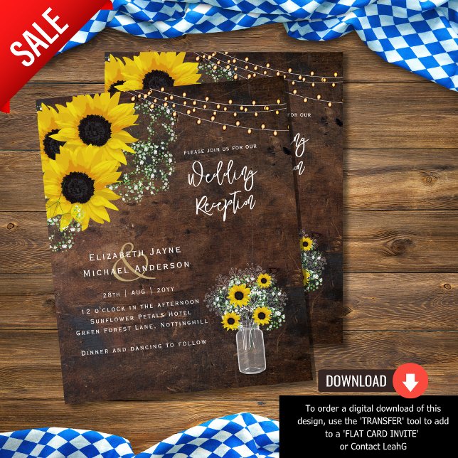 Papier LeahG Budget Mariage RÉCEPTION Tournesols rustique (Créateur téléchargé)