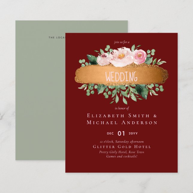 Papier LeahG Budget Rose Glamor Girly Mariage (Devant / Derrière)