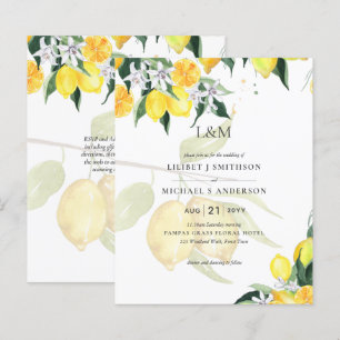 Papier LeahG Cartons d'invitation de mariage aux citrons