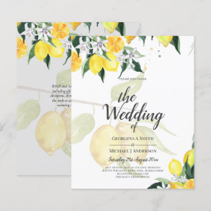 Papier LeahG Citrus Mariage de citrons jaunes Invite
