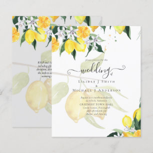 Papier LeahG Citrus Mariage de citrons jaunes Invite