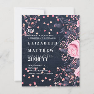 Papier LeahG Denim Blue Rosegold rose Mariage floral