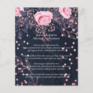 Papier LeahG Denim Blue Rosegold rose Mariage floral