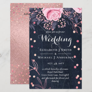 Papier LeahG Denim Blue Rosegold rose Mariage floral