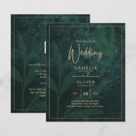 Papier LeahG Emerald Forest Green Gold Wedding Invitation