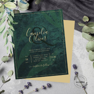 Papier LeahG Emerald Forest Green Gold Wedding Invitation
