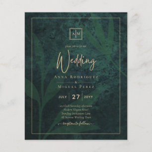 Papier LeahG Emerald Forest Green Gold Wedding Invitation