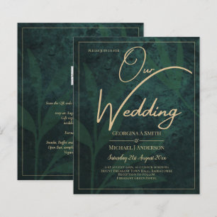 Papier LeahG Emerald Forest Green Gold Wedding Invitation