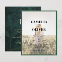 LeahG Emerald Green Photo Overlay Mariage Inviter