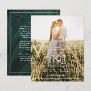 Papier LeahG Emerald Green Photo Overlay Mariage Inviter