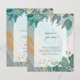 Papier LeahG encre de seaglass Turquoise or vert Mariage 