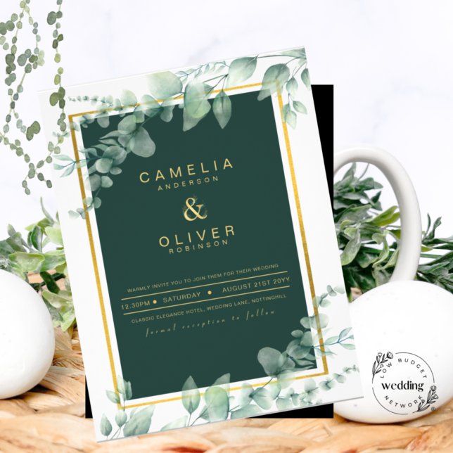 Papier LeahG Eucalyptus Green Gold MARIAGE QR CODE (Créateur téléchargé)