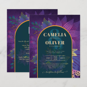Papier LeahG Green Purple Gold JEWEL TONES Mariage INVITE