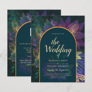 Papier LeahG Green Purple Gold JEWEL TONES Mariage INVITE