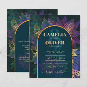 Papier LeahG Green Purple Gold JEWEL TONES Mariage INVITE