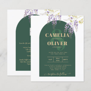 Papier LeahG Green Purple Gold WISTERIA Wedding INVITE