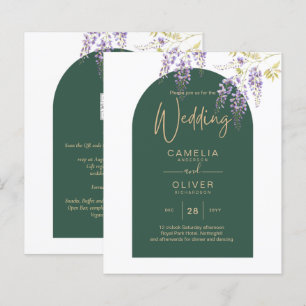 Papier LeahG Green Purple Gold WISTERIA Wedding INVITE