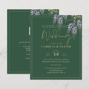 Papier LeahG Green Purple Gold WISTERIA Wedding INVITE