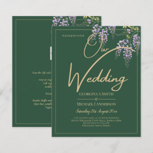 Papier LeahG Green Purple WISTERIA Wedding INVITE