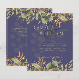 Papier LeahG Greenery Gold Wedding Invitez DE NOMBREUSES