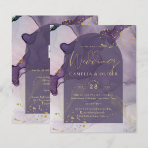 Papier LeahG Ink Ombre violet Lavender Mariage or