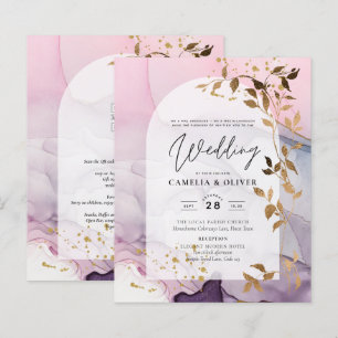 Papier LeahG Ink Ombre violet rose rose Mariage or