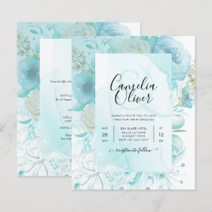 Papier LeahG INK Verre de mer Turquoise Aqua INVITATION A