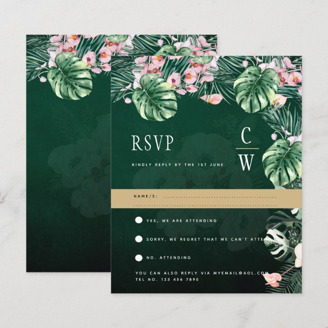 Papier LeahG Mariage botanique vert tropical (Devant / Derrière)